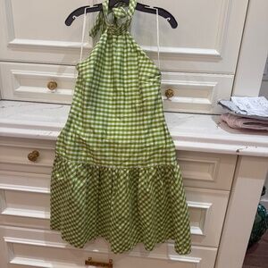 Green and White Gingham Dress